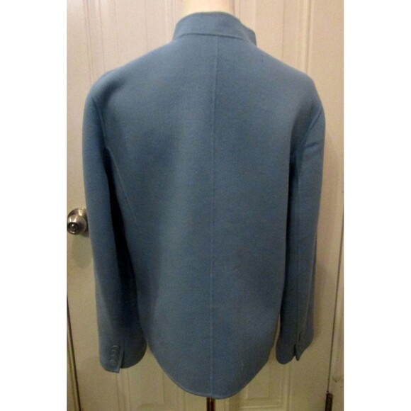 Carole Little Jacket Periwinkle Blue 100% Wool Button Front Pockets Size L - Picture 4 of 9